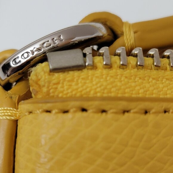 COACH Butter Yellow Pebbled Leather Crossbody File Bag - Picture 3 of 8
